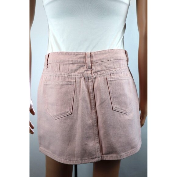 Momo Krom Pastel Light Pink‎ Mini Skirt with Pockets & Button Closure size Large - Picture 3 of 13